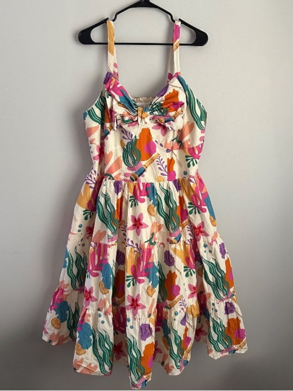 1X Disney Store The Little Mermaid Midi smocked bow Dress Womens 1xl Live Action
